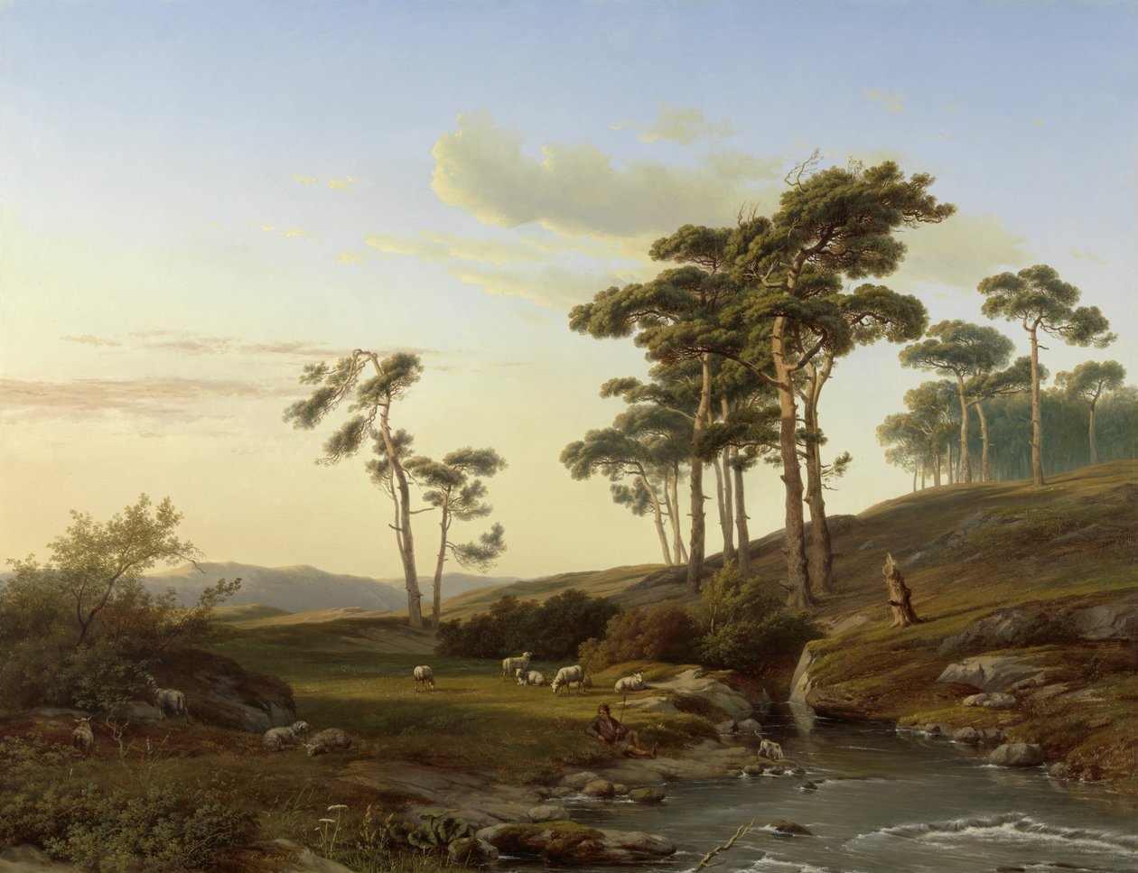 Večerní nálada s pastýřem od Cornelis Lieste (signed by artist)