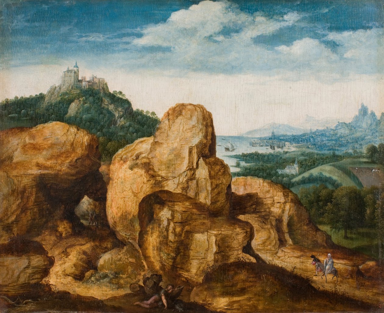 Krajina s útěkem do Egypta, cca 1545 od Cornelis Massys