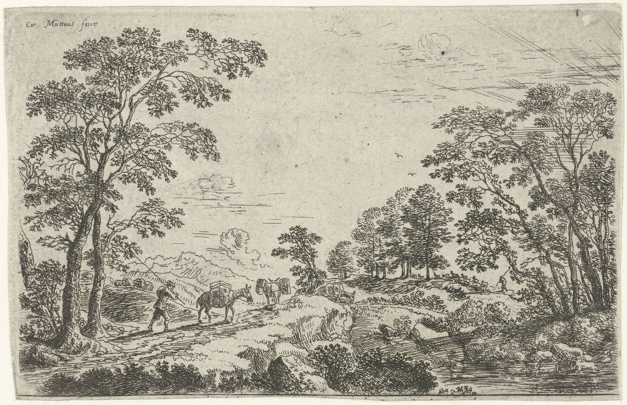 Krajina s řidičem mezka od Cornelis Matthieu