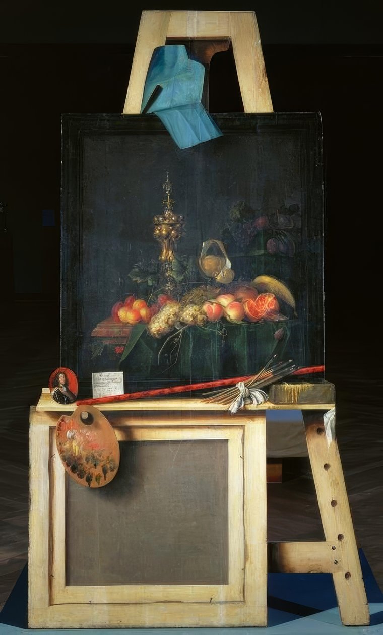Malířský stojan se zátiším ovoce od Cornelis Norbertus Gysbrechts