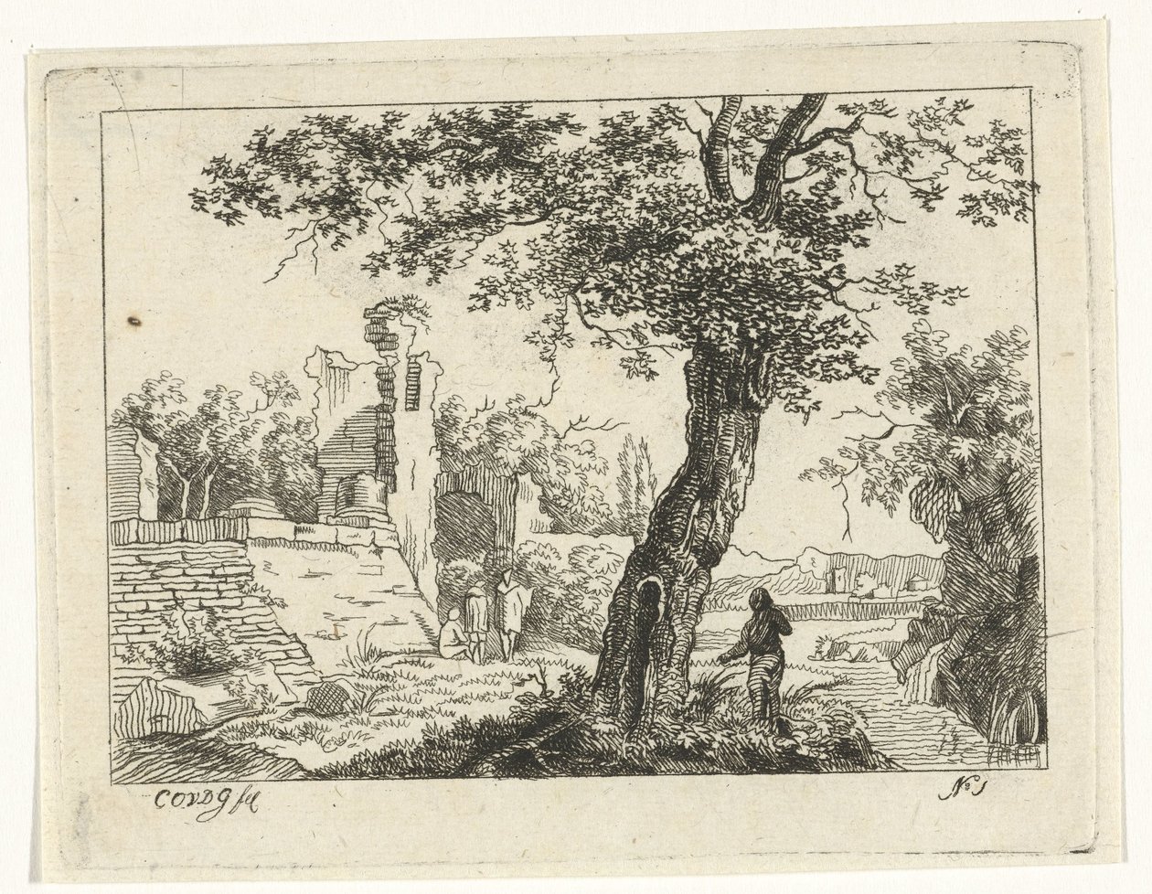 Krajina s ruinami od Cornelis Ouboter van der Griendt