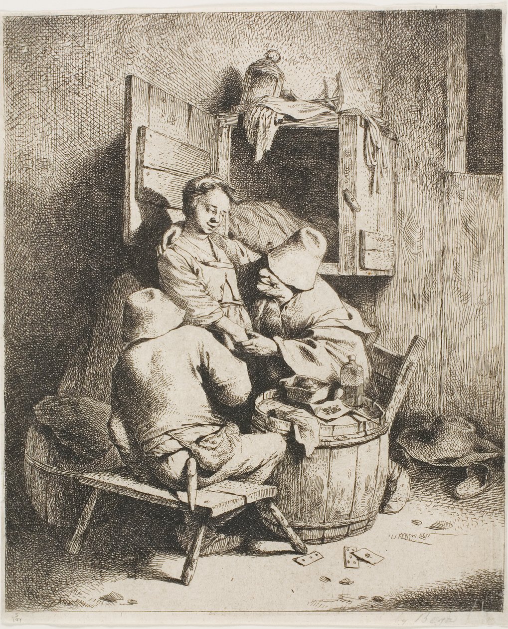 Mladý muž laskající mladou hostitelku od Cornelis Pietersz. Bega