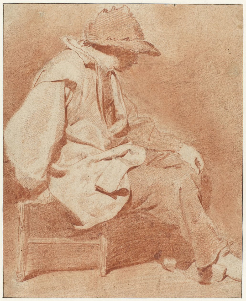 Sedící muž v čepici, levou ruku na koleni, otočenou doprava od Cornelis Pietersz. Bega