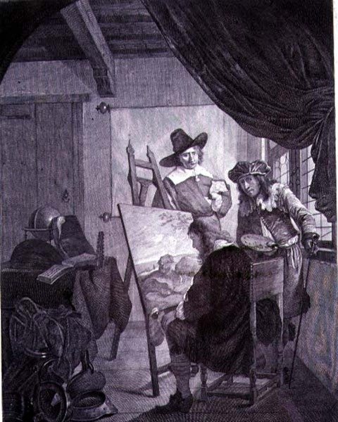 Patron a malíř, podle obrazu Cornelis Bega ze 17. století, 18. stol. od Cornelis Pietersz Bega