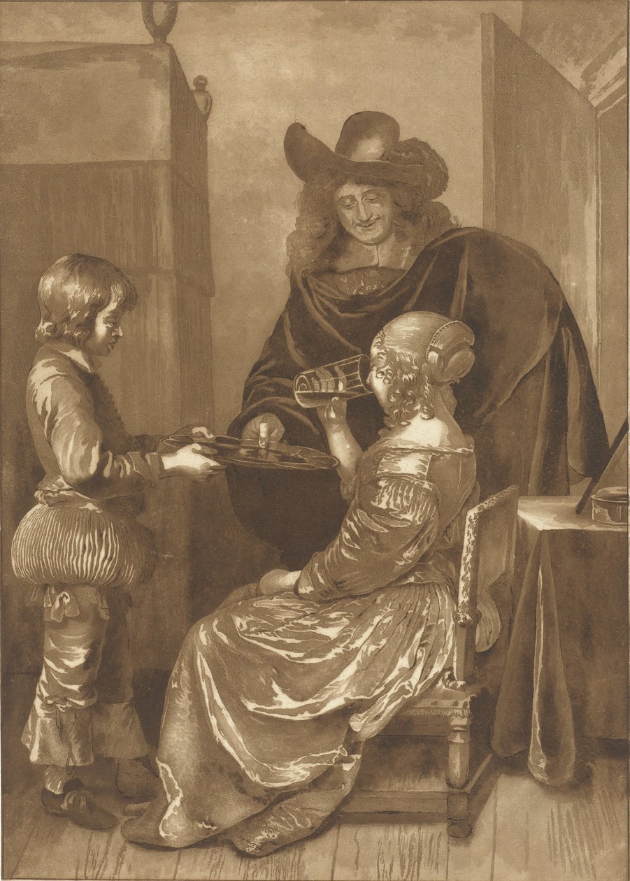 Pán a paní se stránkou od Cornelis Ploos van Amstel (signed by artist)