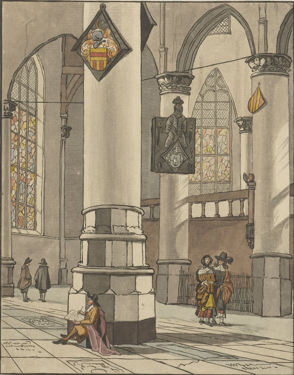 Kerkinterieur od Cornelis Ploos van Amstel (signed by artist)
