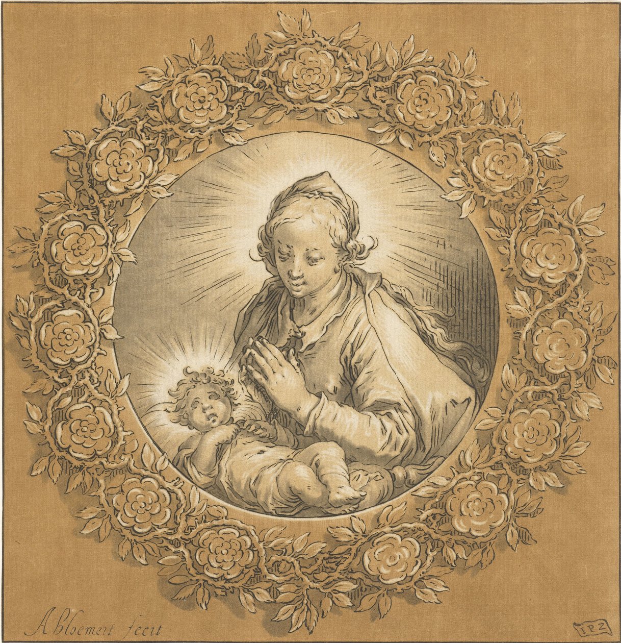 Marie s Ježíškem Panna Maria a Dítě Ježíš od Cornelis Ploos van Amstel (signed by artist)