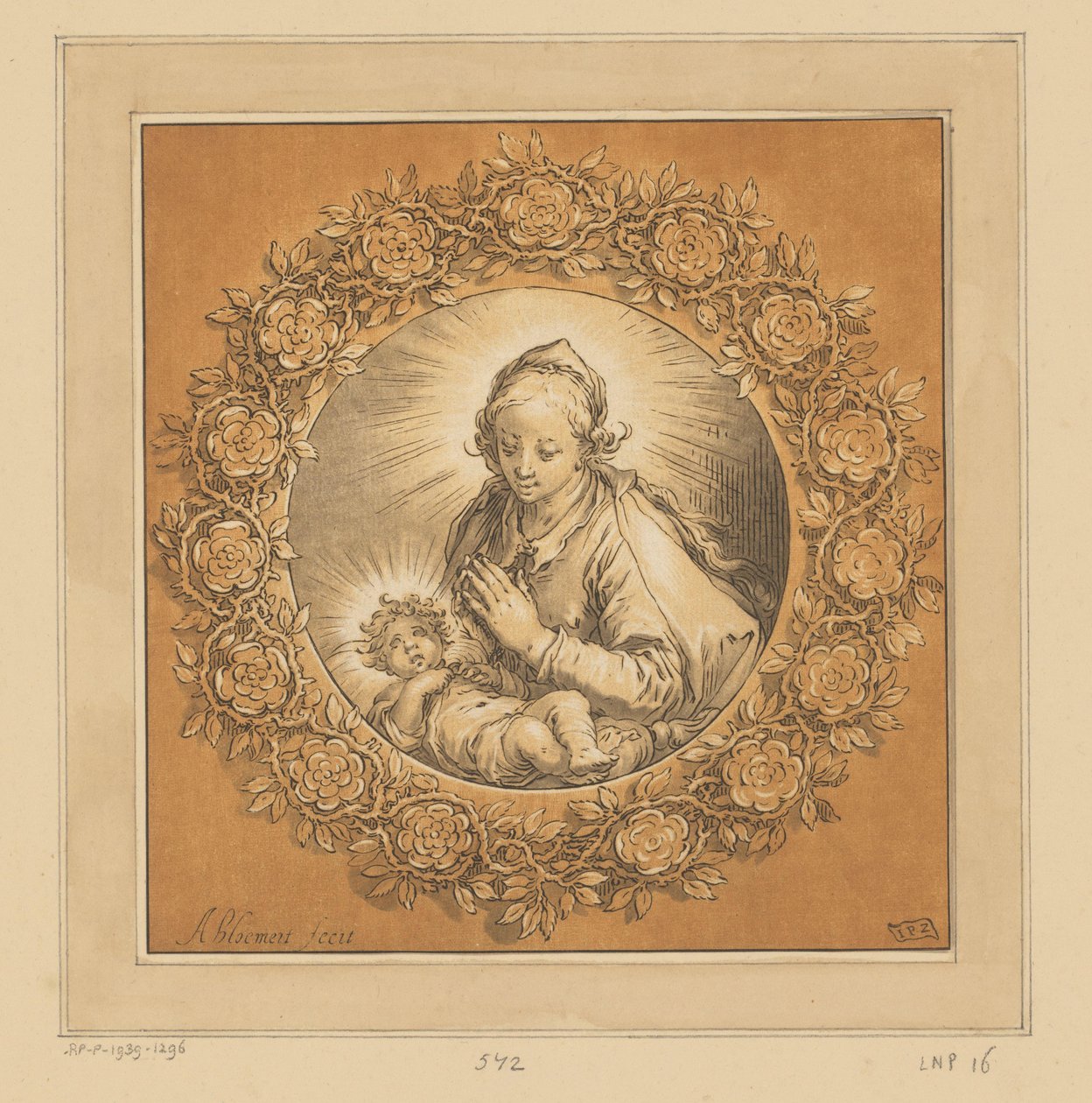 Marie s dítětem Kristem od Cornelis Ploos van Amstel (signed by artist)