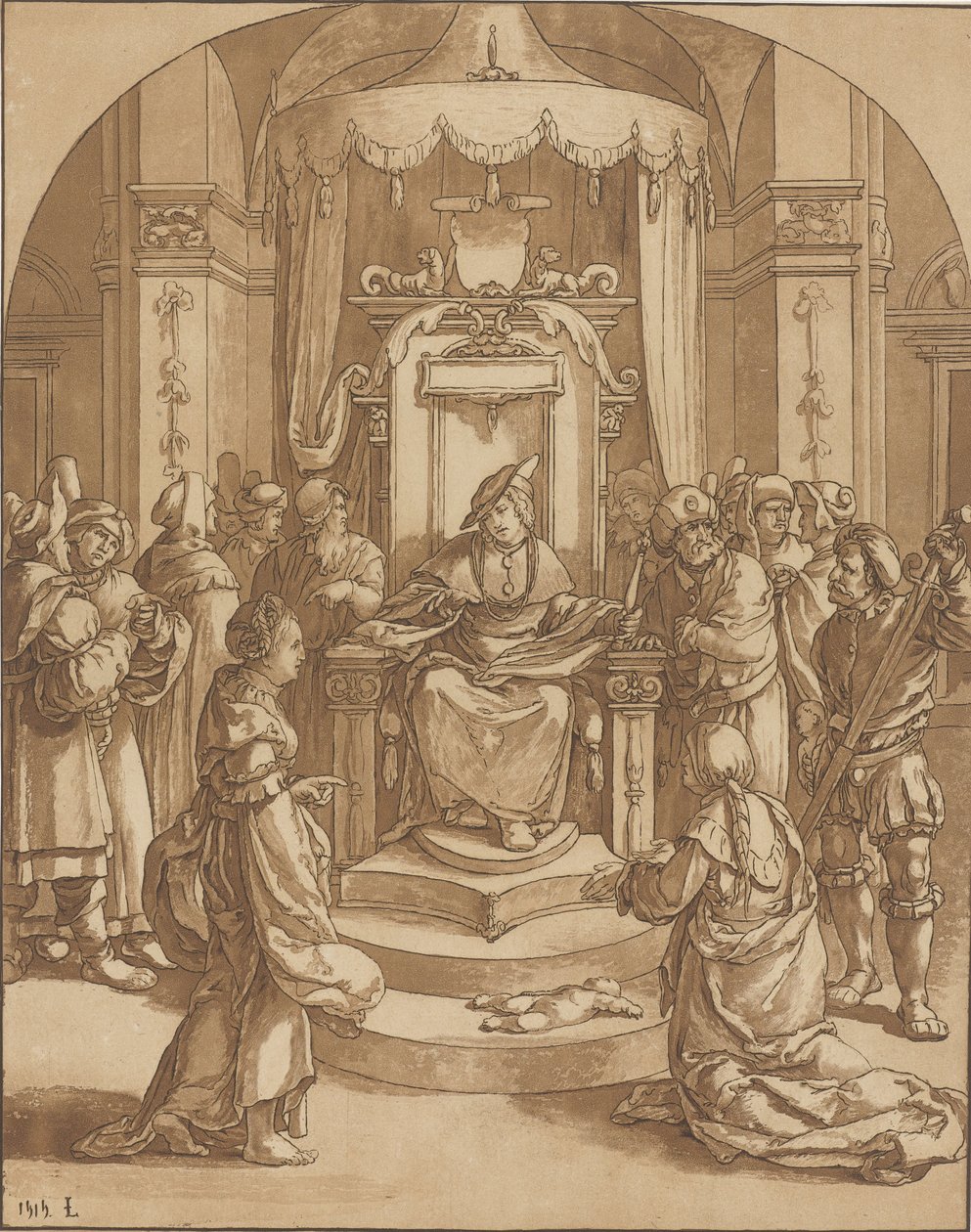 Šalamounův soud od Cornelis Ploos van Amstel (signed by artist)