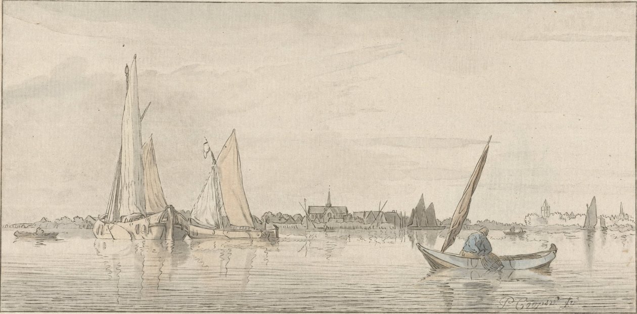 výhled na řeku od Cornelis Ploos van Amstel (signed by artist)