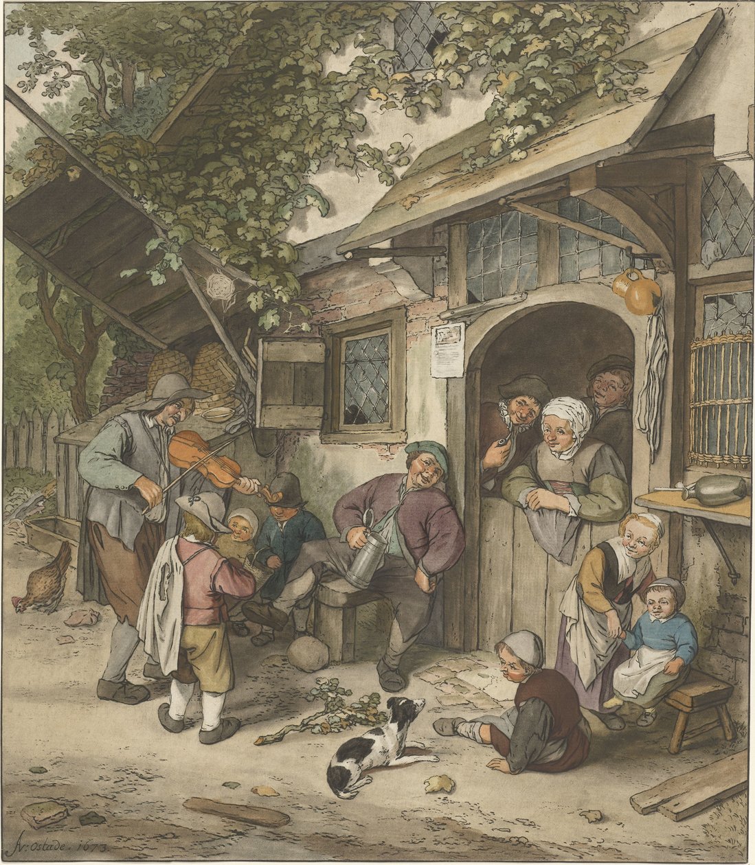 Šumař před hostincem od Cornelis Ploos van Amstel (signed by artist)