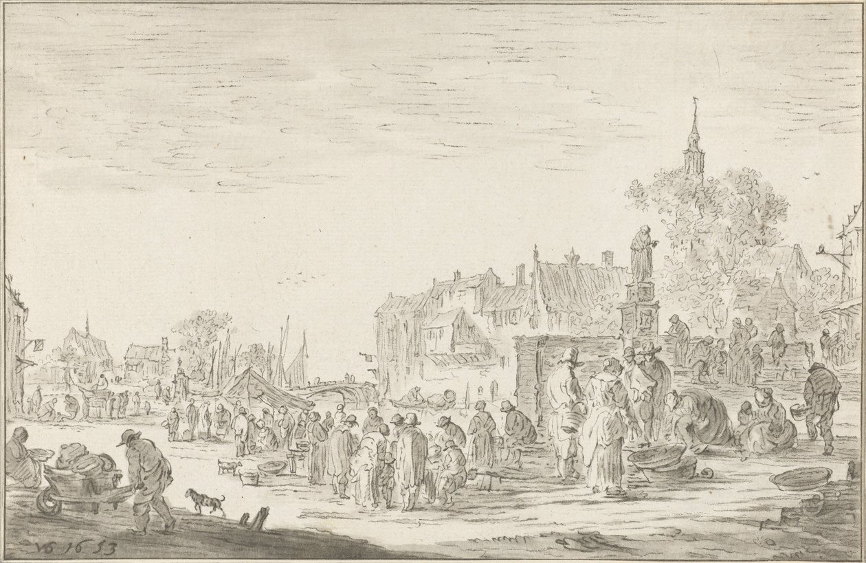 rybí trh od Cornelis Ploos van Amstel (signed by artist)