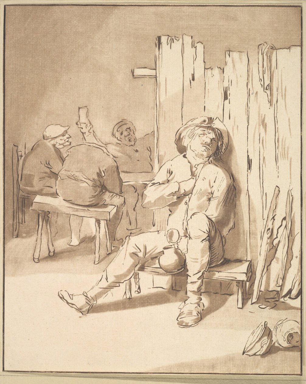 Opilý farmář v hostinci, 1775. od Cornelis Ploos van Amstel