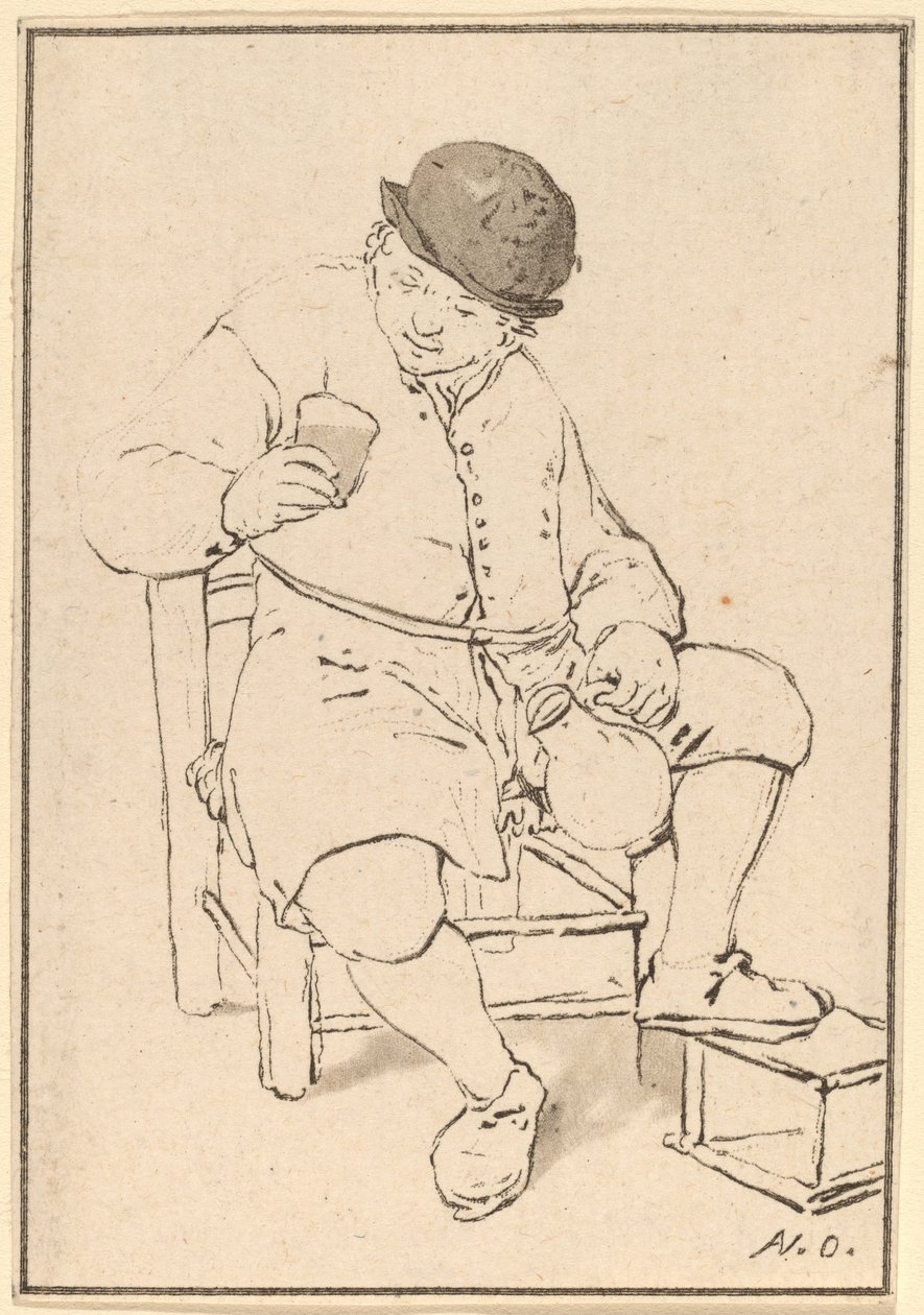 Sedící rolník se džbánem, c. 1763. od Cornelis Ploos van Amstel