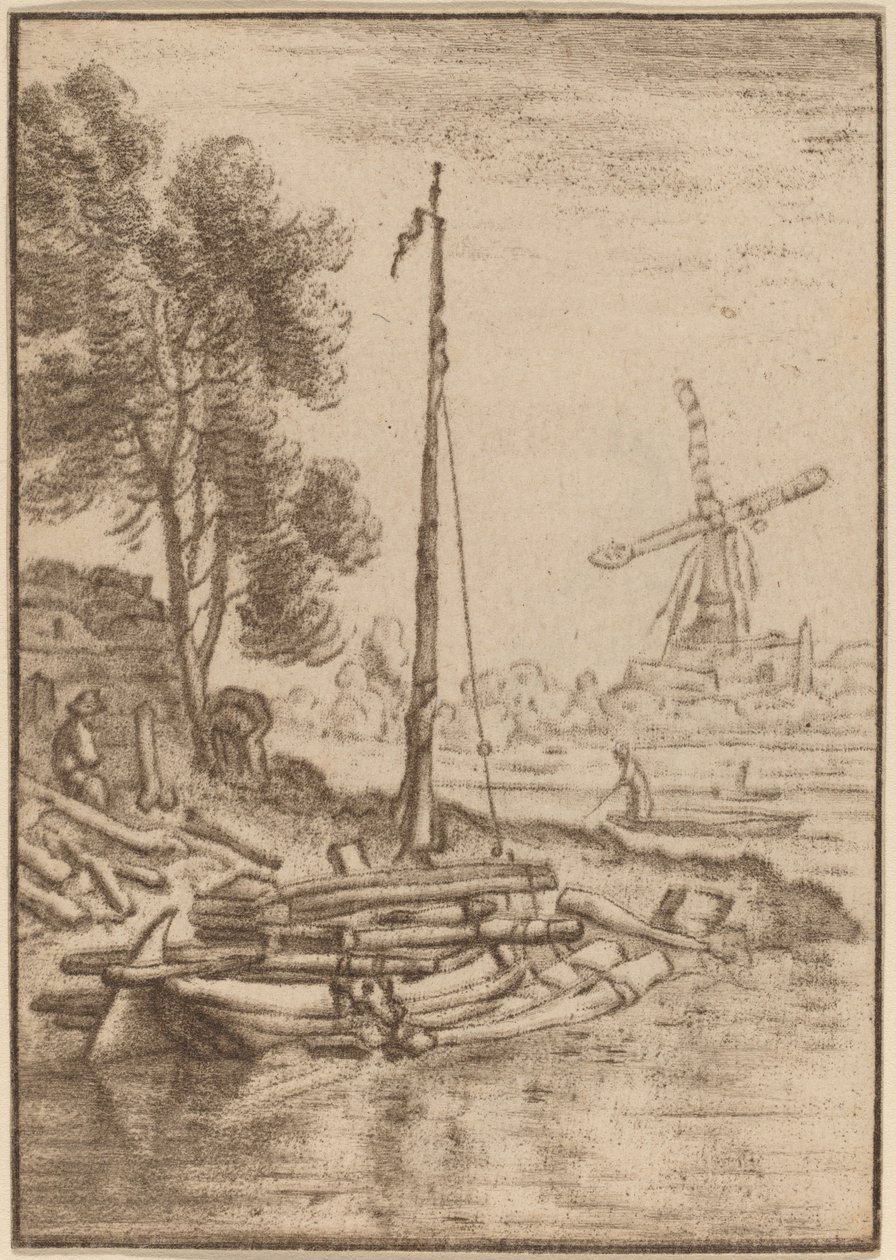 Vinutí řeky od Cornelis Ploos van Amstel after Herman Saftleven