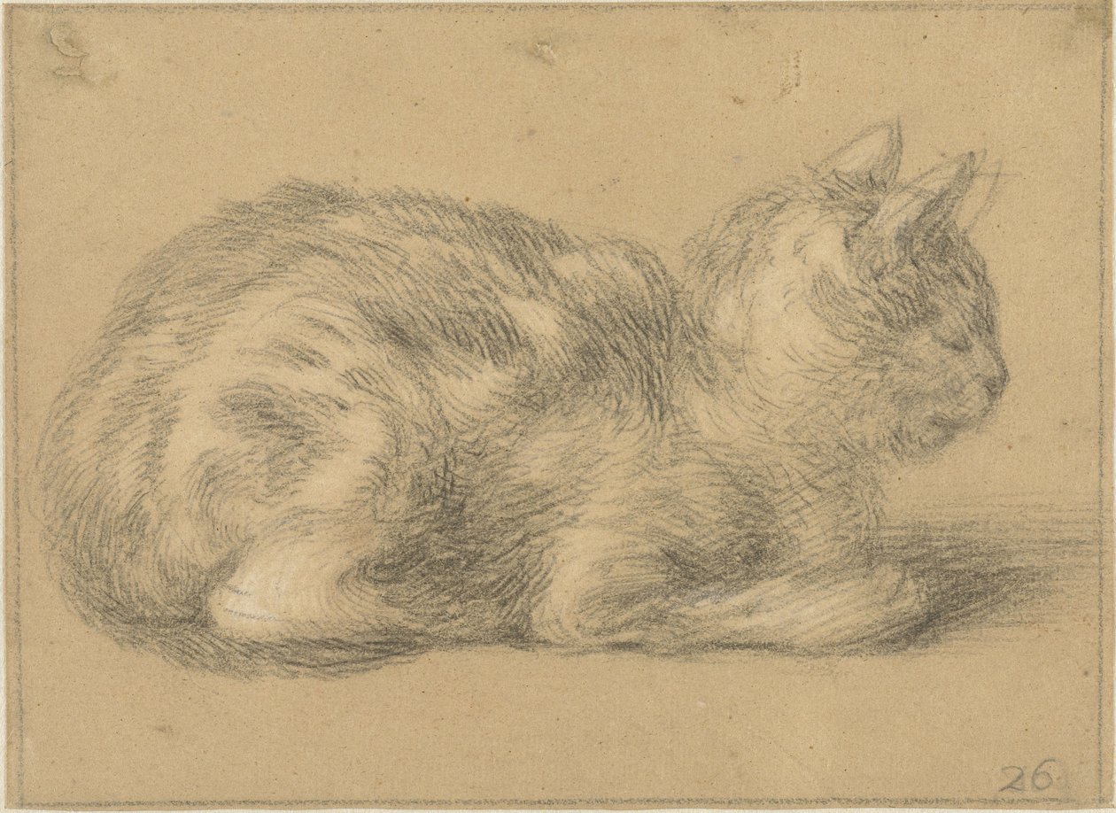 Sedící kočka, vpravo od Cornelis Saftleven (possibly)