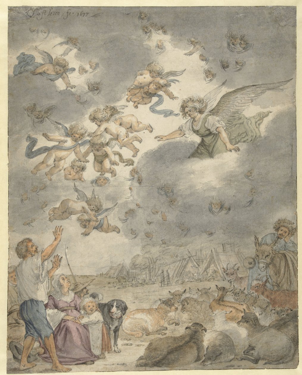 Zvěstování pastýřům od Cornelis Saftleven