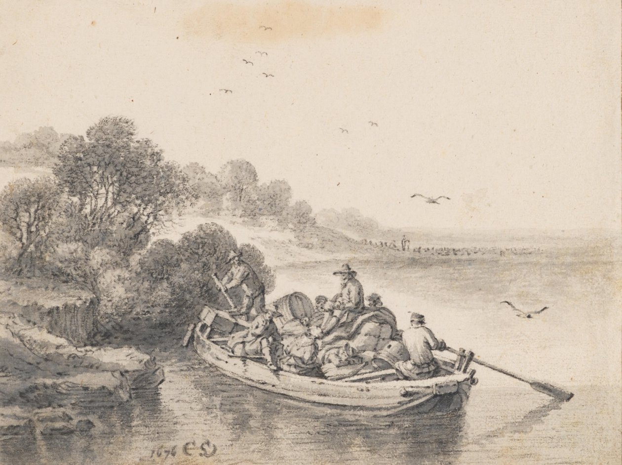 Těžce naložený přívoz od Cornelis Saftleven
