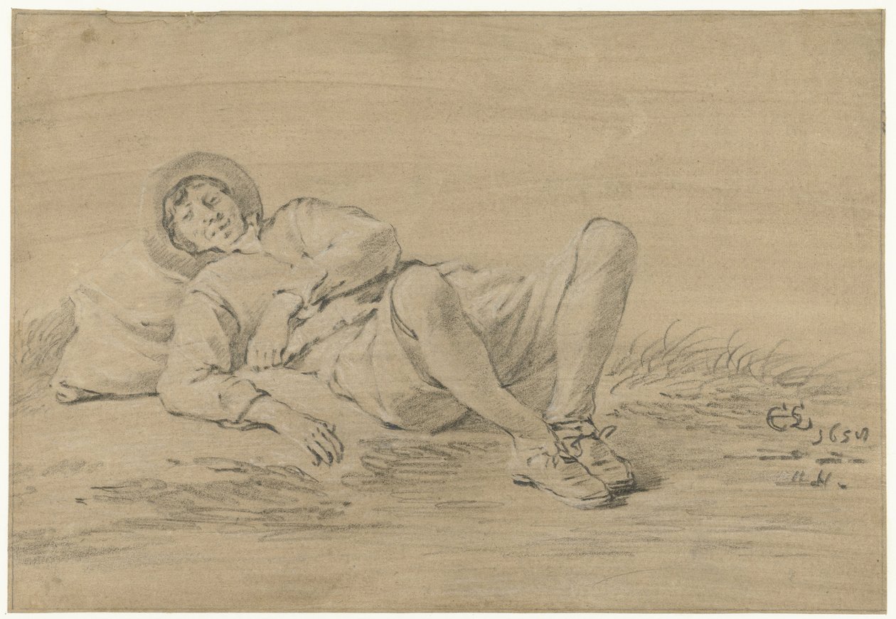 Ležící mladý muž od Cornelis Saftleven