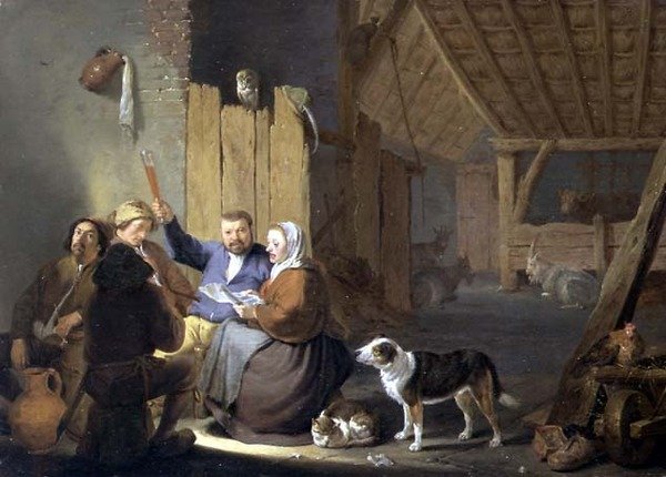 Sedlák pijící ve stodole, 1634 od Cornelis Saftleven