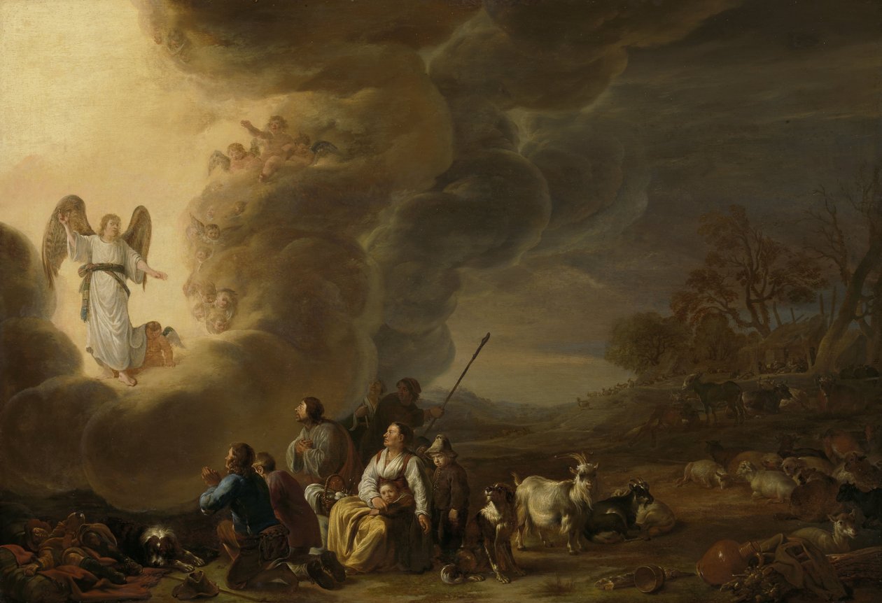 Zvěstování pastýři od Cornelis Saftleven