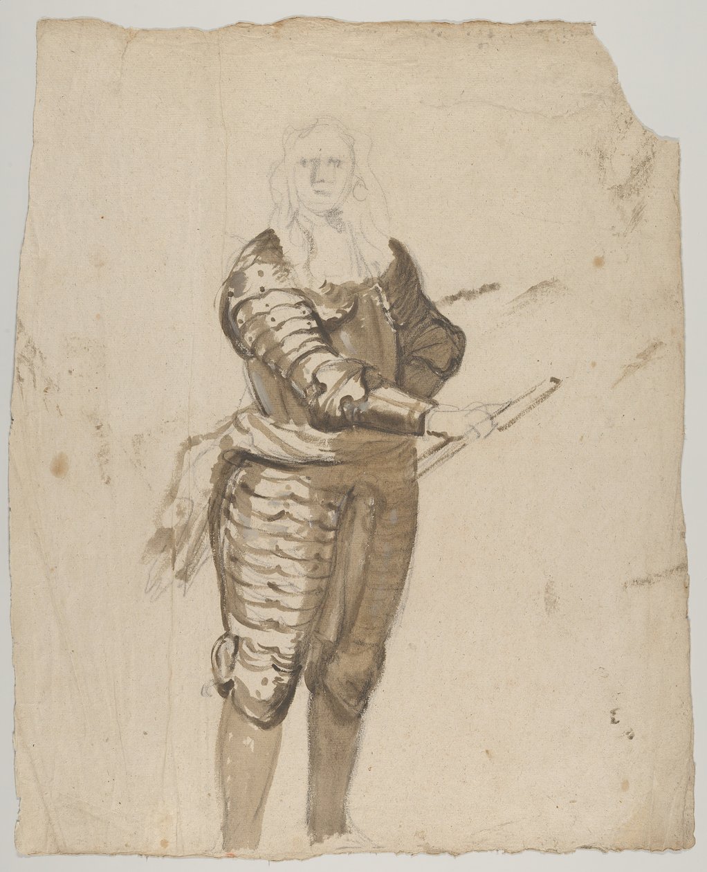 Studie stálého velitele držícího hůl, verso..., začátek 17.-polovina 17. století. od Cornelis Schut I