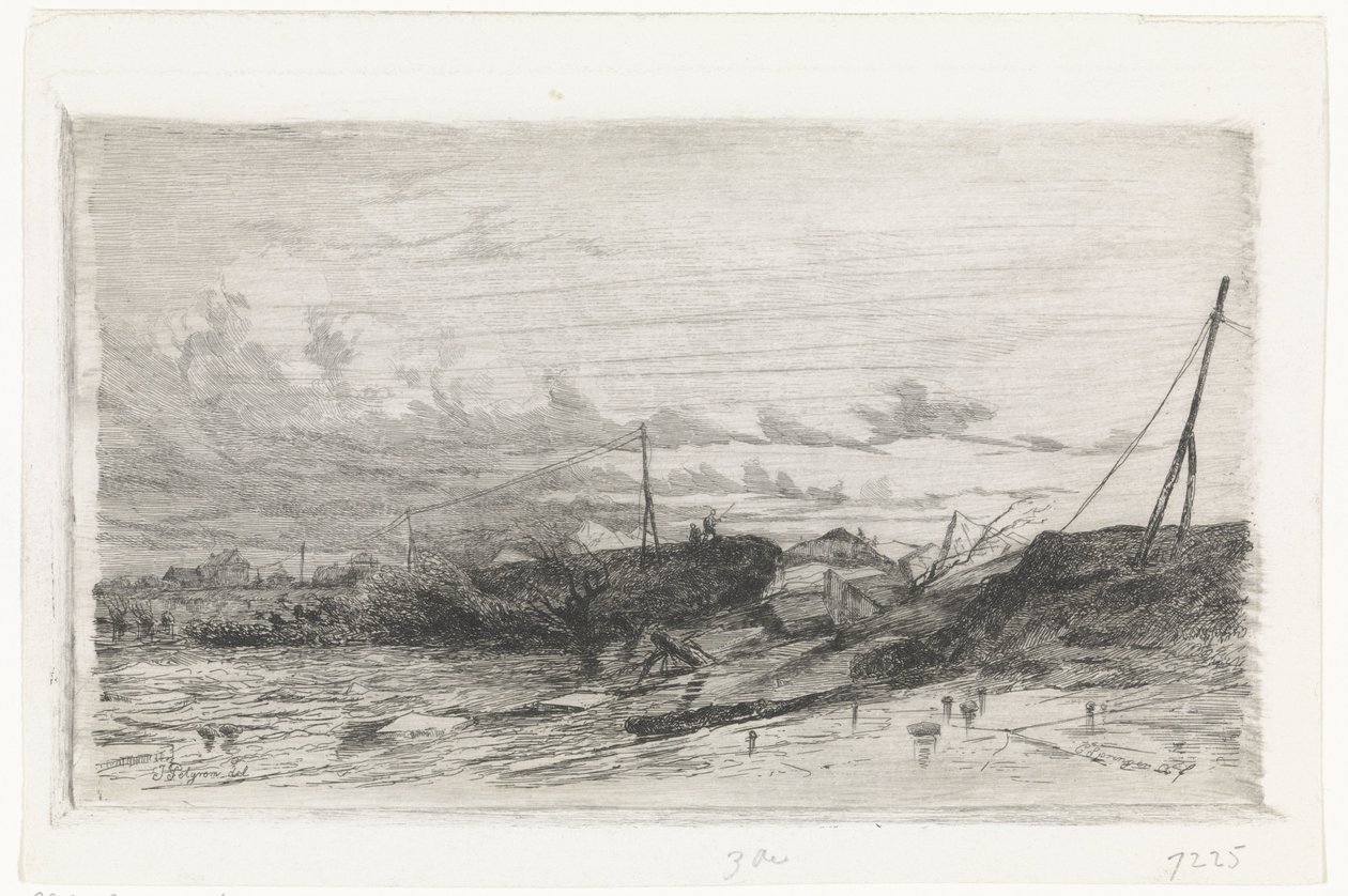 Prolomení hráze v Arnhemu, 1855 od Cornelis Springer