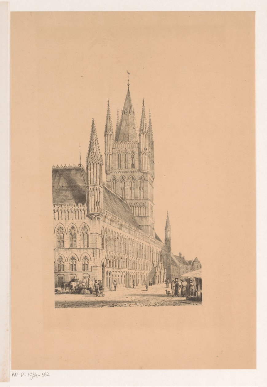 Sukiennice v Ypres Radnice ze 13. století (název na objektu) od Cornelis Springer