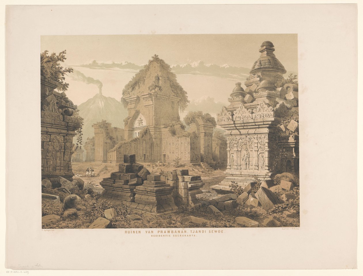 Zřícenina Tjandi Sehoe Ruiny Prambanan. Tjandi Sewo. Residence Surakarta (název na objektu) od Cornelis Springer