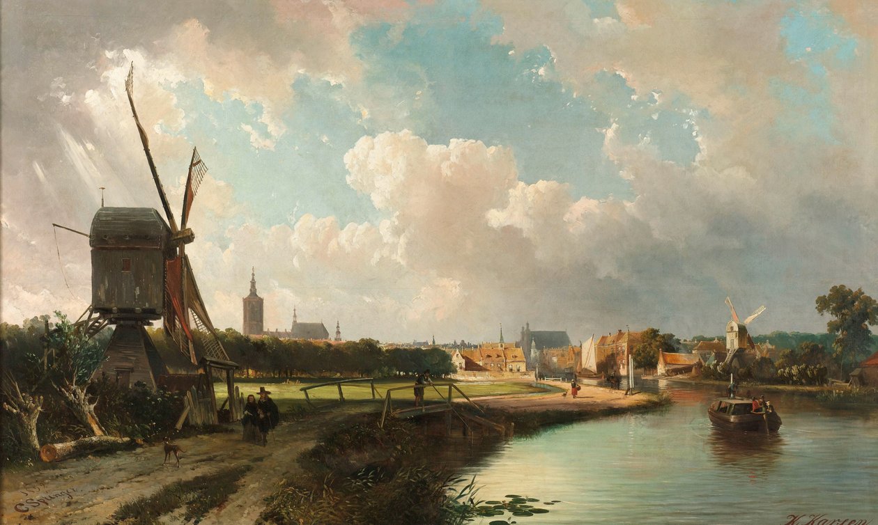 Pohled na Haag z Delftse Vaart v sedmnáctém století od Cornelis Springer