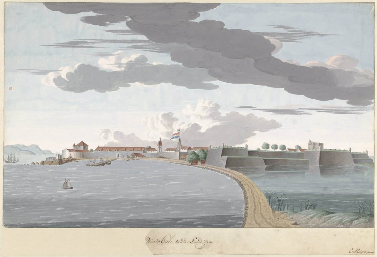 Fort Galle na Cejlonu, při pohledu z pevniny Piento Gale of the Country Road (název na objektu) od Cornelis Steiger