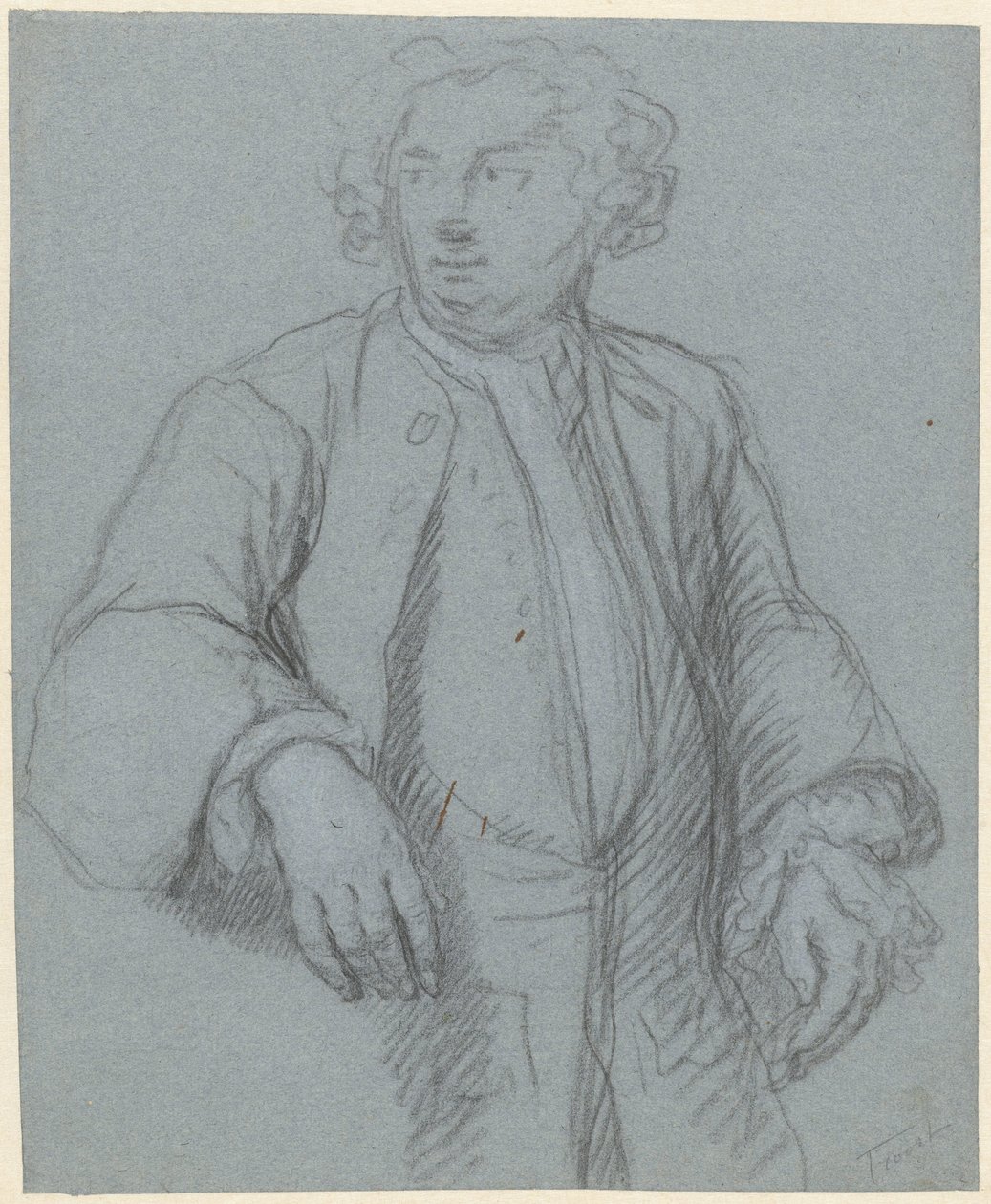 Portrét neznámého muže s dlouhým kabátem, tři čtvrtiny vlevo od Cornelis Troost (attributed to)