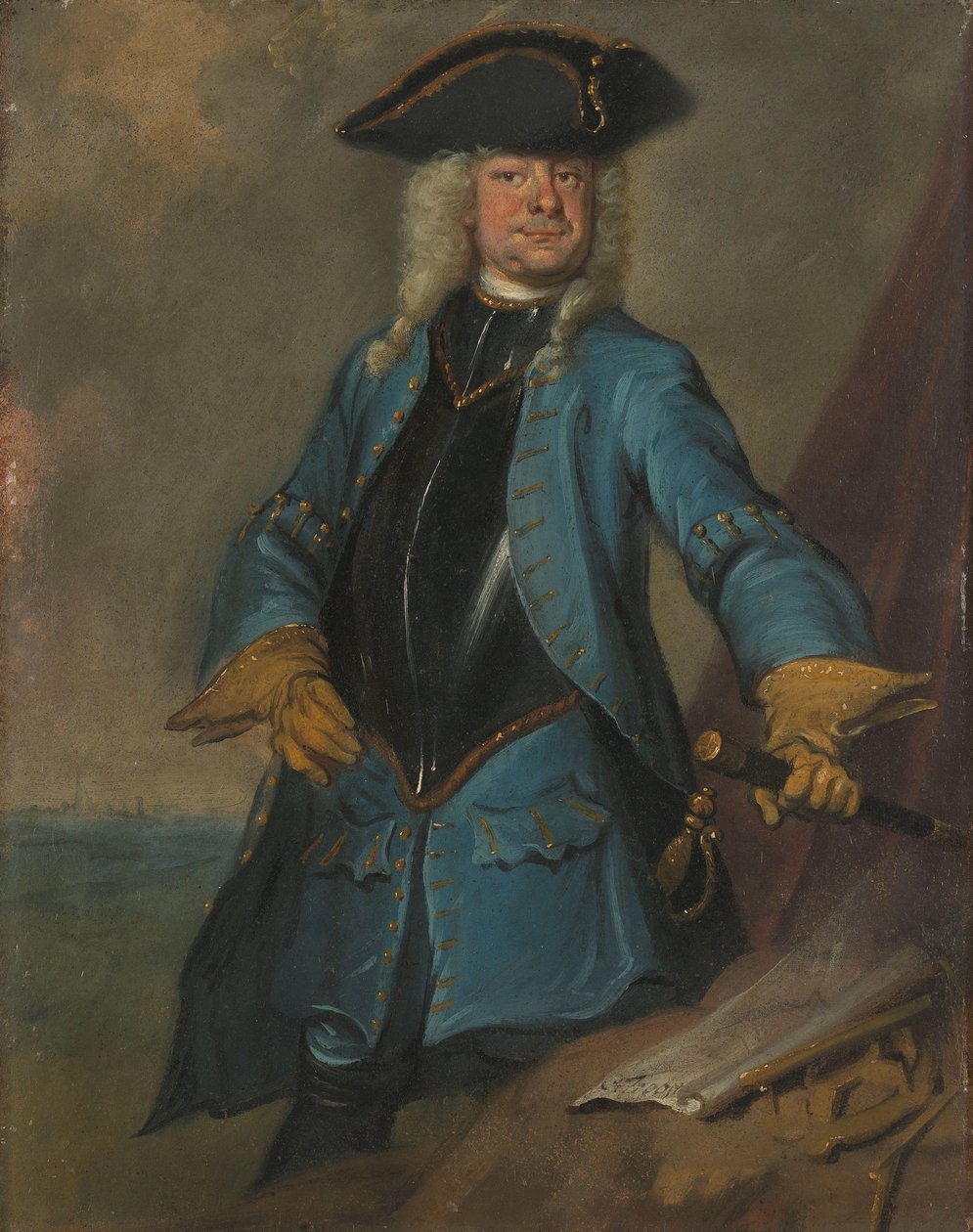 Gerrit Sichterman (1688-1730). Proviantní generál kavalérie, plukovník pěšího pluku Oranje-Groningen, velitel Grave od Cornelis Troost (signed by artist)