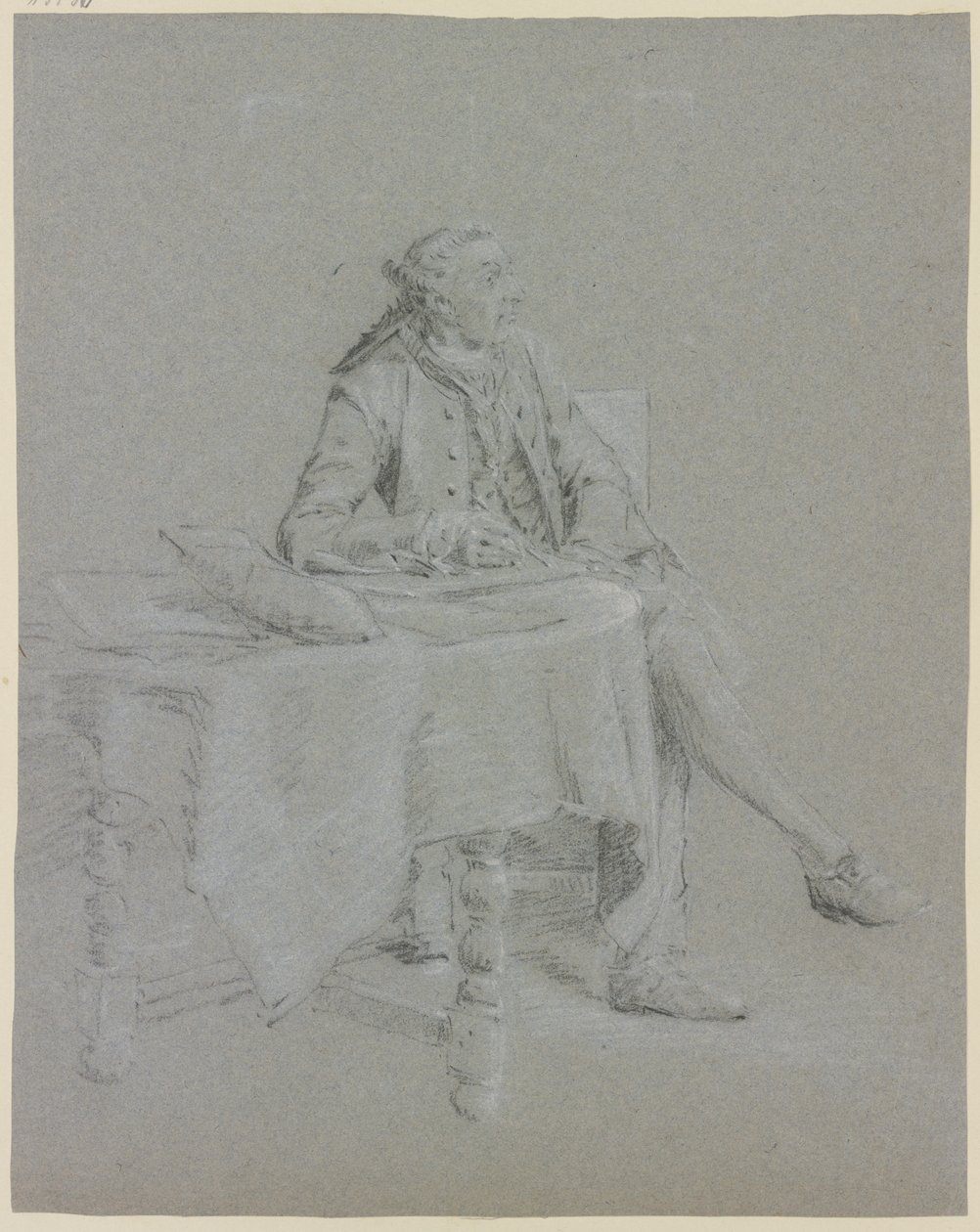 Kavalír sedící u stolu od Cornelis Troost