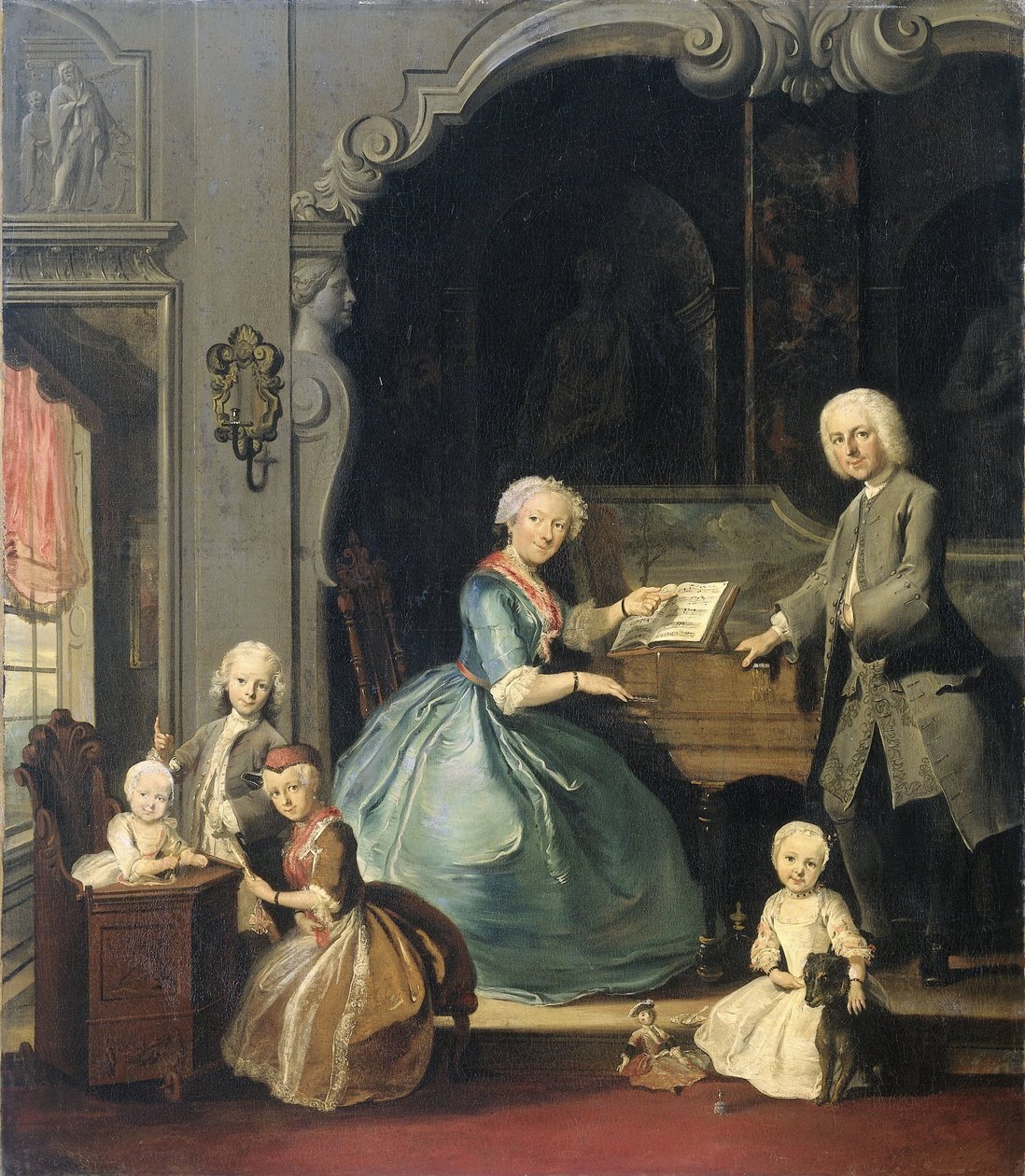 Rodinná skupina poblíž cembala Rodinná skupina u cembala od Cornelis Troost