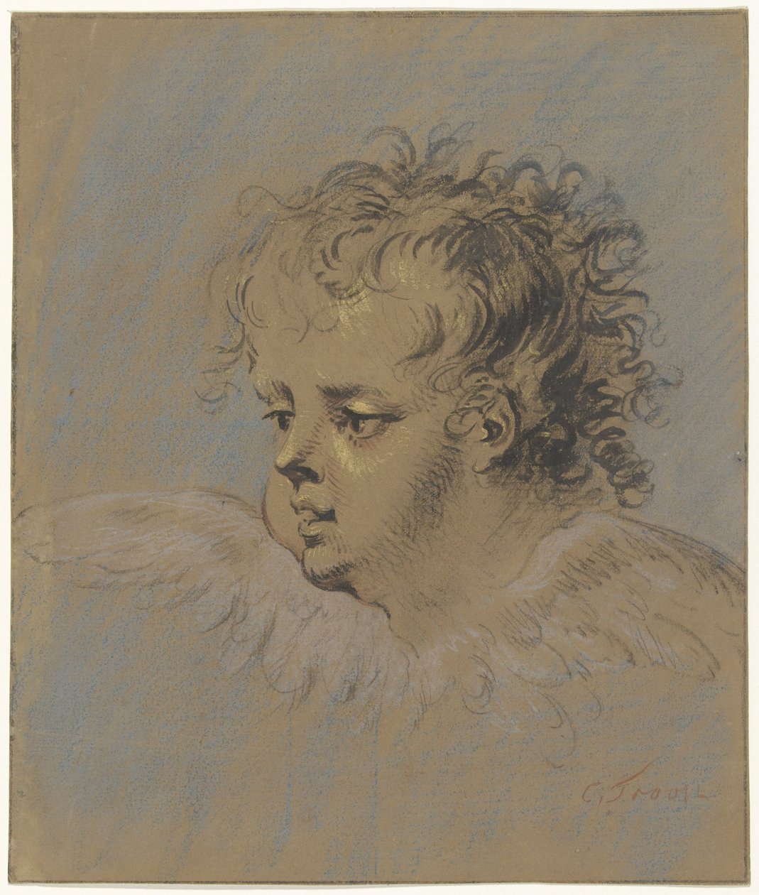Okřídlená hlava anděla od Cornelis Troost