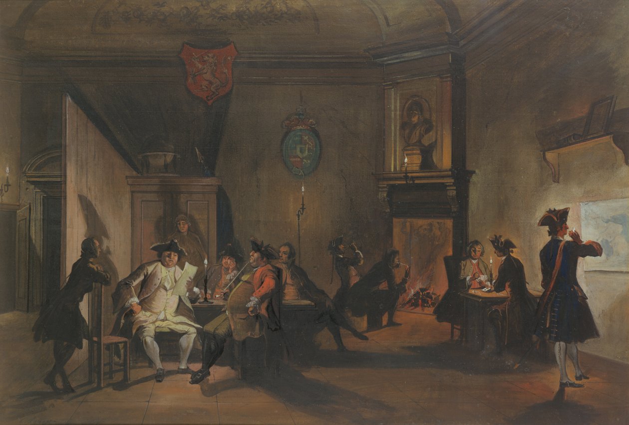 Interiér s vojenskými důstojníky od Cornelis Troost