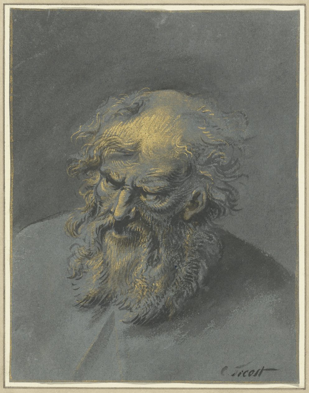 Hlava starého vousatého muže (apoštol nebo filozof) od Cornelis Troost