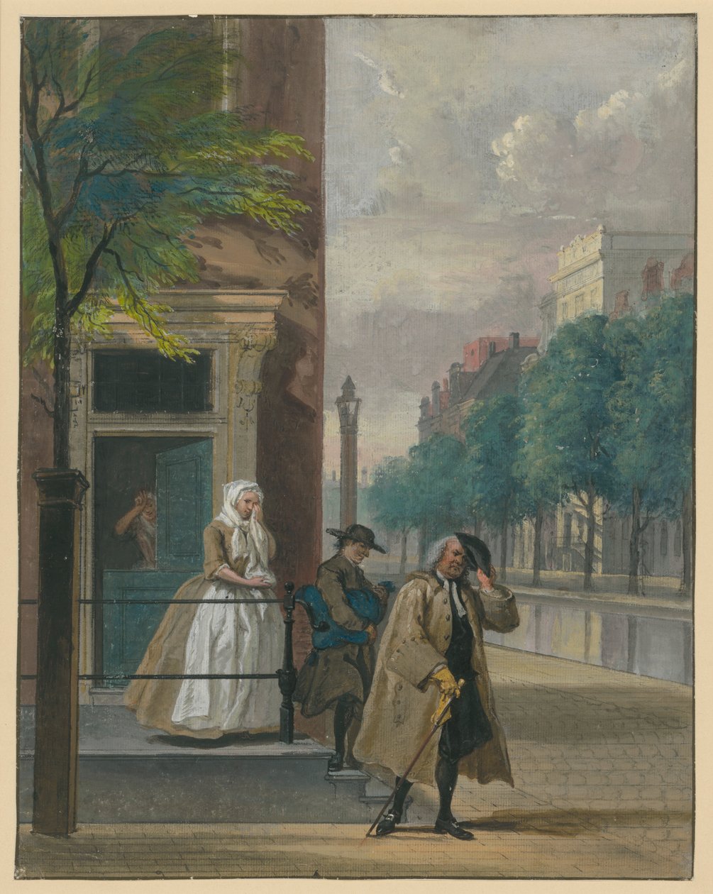 Scéna z komedie („Odhalená pokrytecká ctnost“ od Lingelbacha) od Cornelis Troost