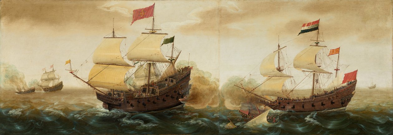 Námořní střetnutí mezi nizozemskými a španělskými válečnými loděmi, c. 16181620. od Cornelis Verbeeck