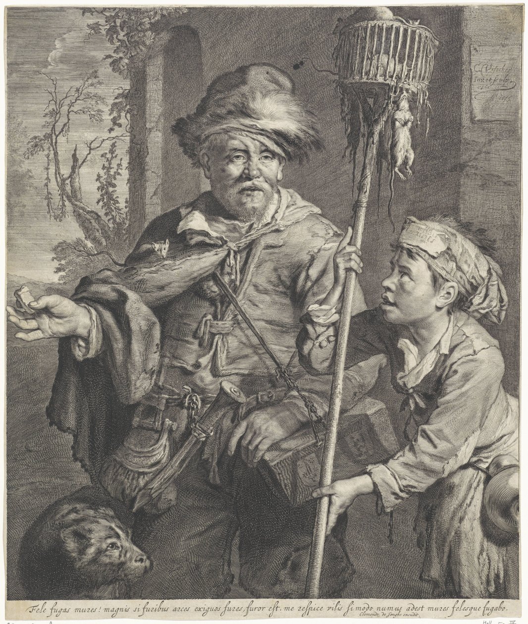 Krysař se svým sluhou od Cornelis Visscher (II)