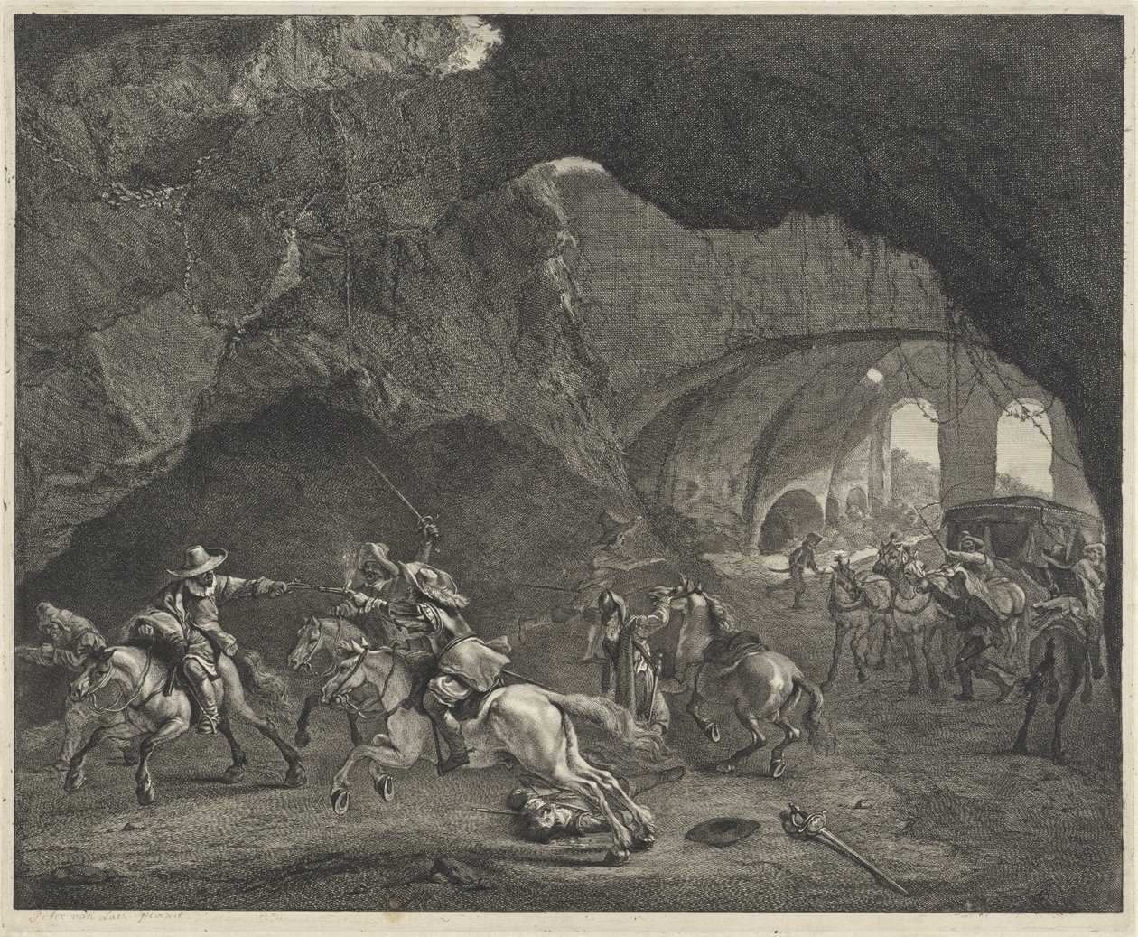 Střelba při loupeži od Cornelis Visscher (II)