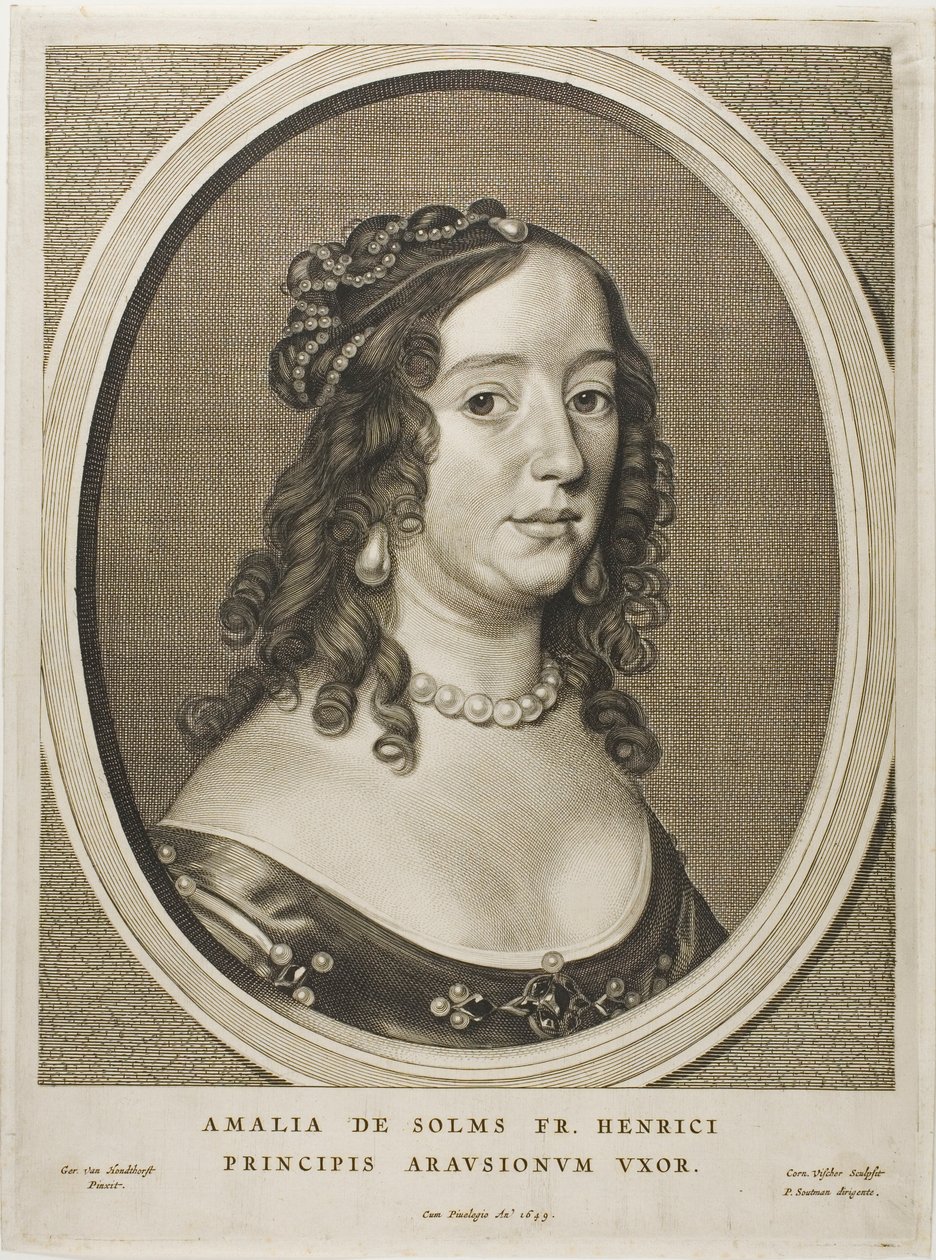 Amalia van Solms, manželka Fredericka Henryho, z knihy Devět portrétů od Cornelis Visscher