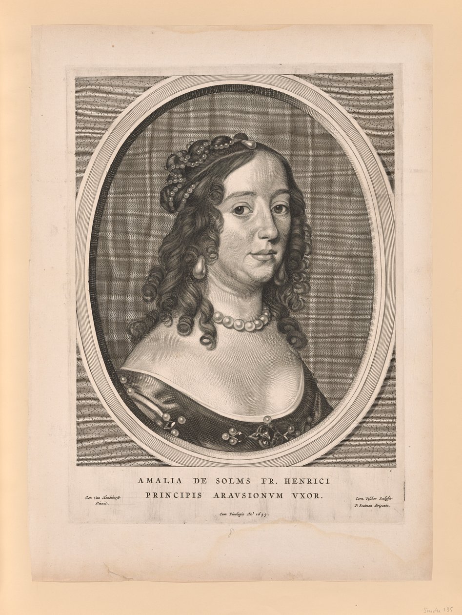 Amalia van Solms, manželka Fredericka Henryho, z knihy Devět portrétů od Cornelis Visscher