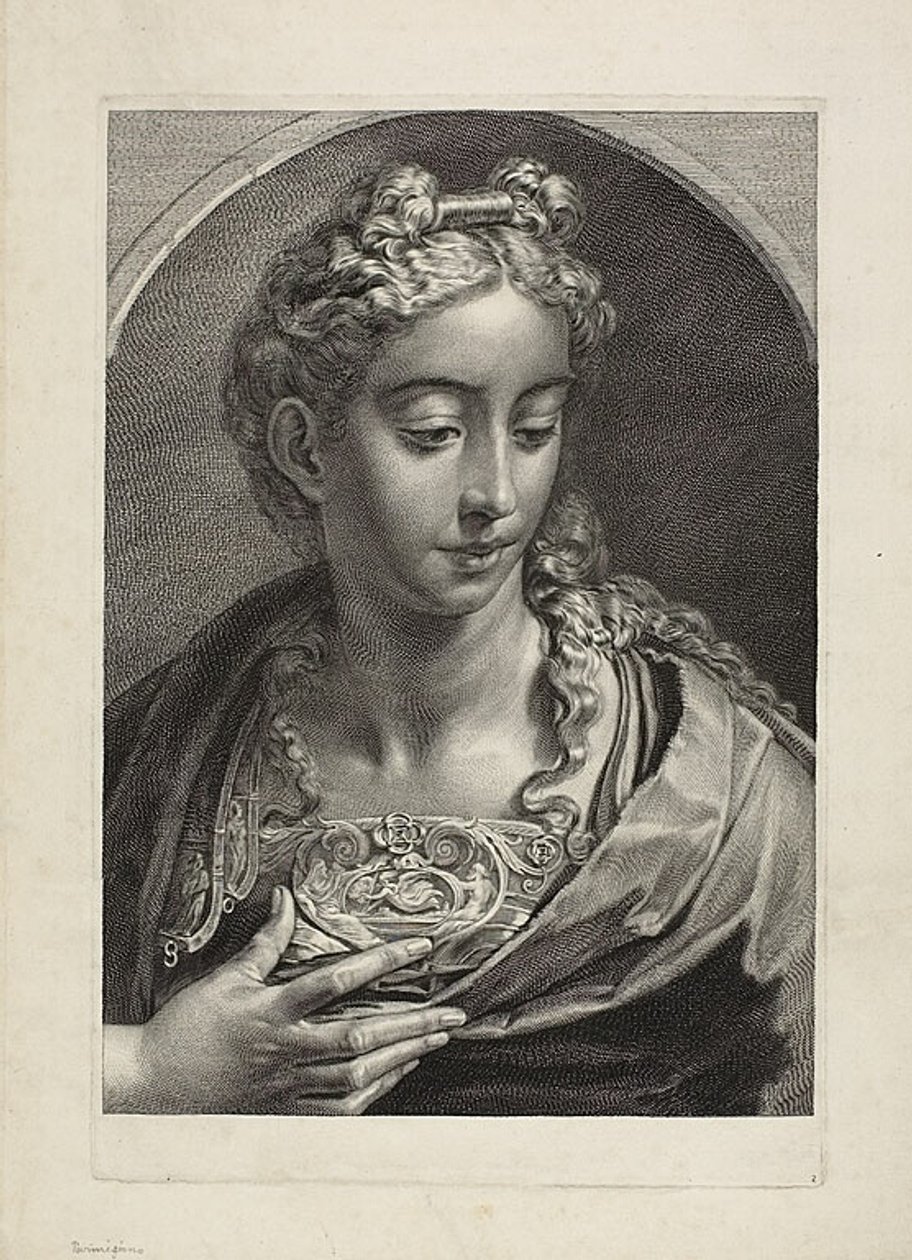 Athena, z Cabinet Reynst; Variarum imaginum a celeberrimis artificibus pictarum Caelaturae (Cabinet Reynst: Rytiny různých obrazů namalovaných slavnými umělci) od Cornelis Visscher