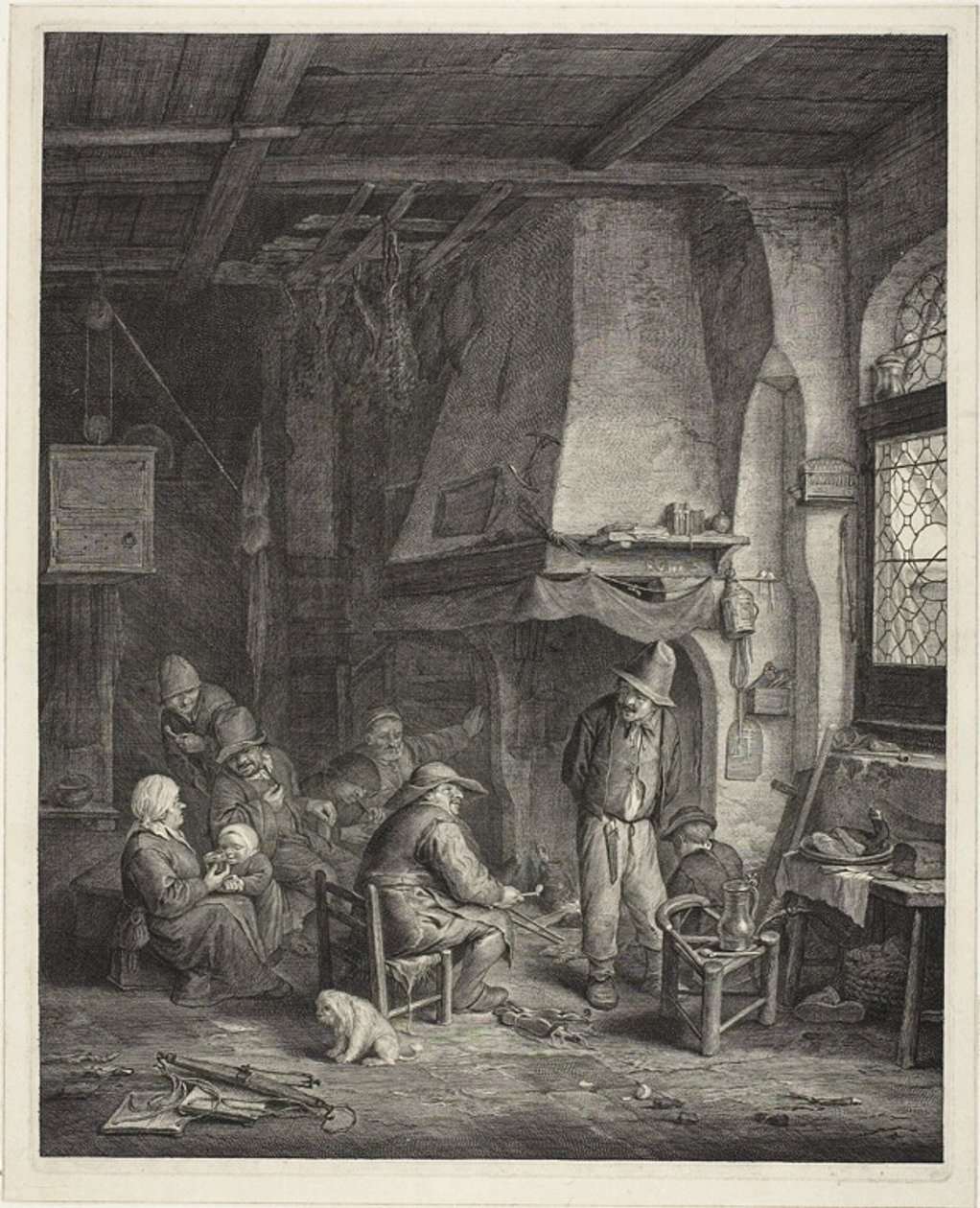 Interiér v hostinci zvaném "The Skaters" (Jezdci na bruslích) od Cornelis Visscher