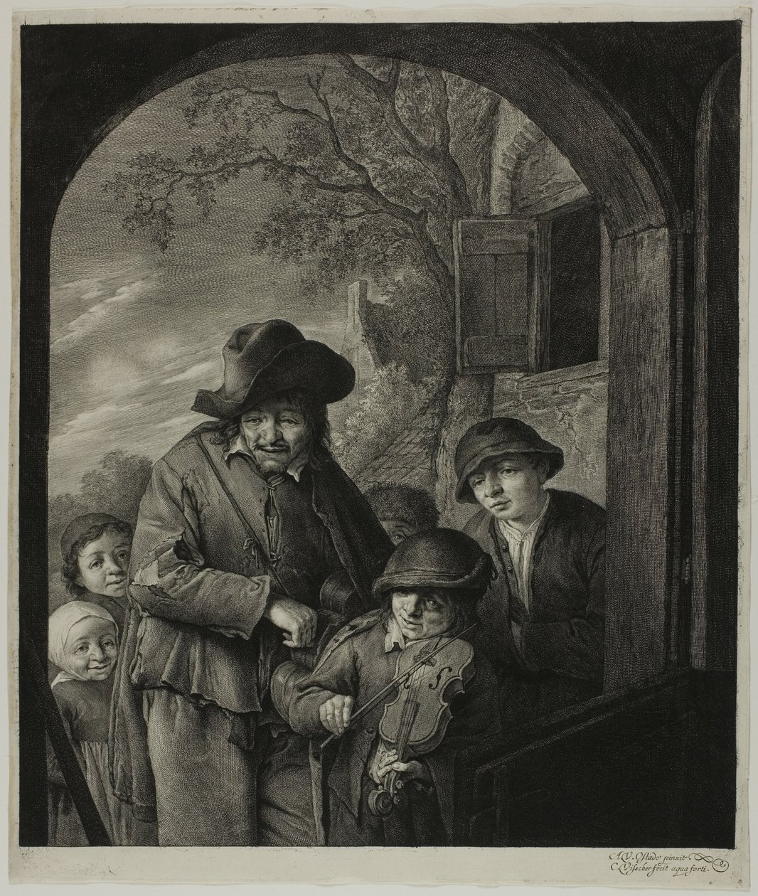 Hráč na Hurdy-Gurdy od Cornelis Visscher
