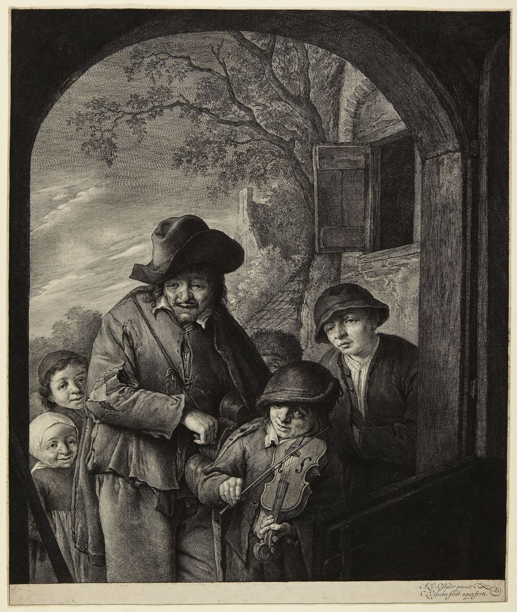 Putující hudebníci od Cornelis Visscher