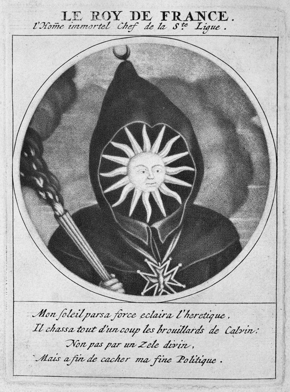 Protestantská karikatura krále Ludvíka XIV (1638-1715), ilustrace z knihy Les Heros de La Ligue ou La Procession monacale, conduite par Louis XIV, pour la conversion des protestants de son royaume, Paříž. od Cornelis and Gole, Jacob Dusart