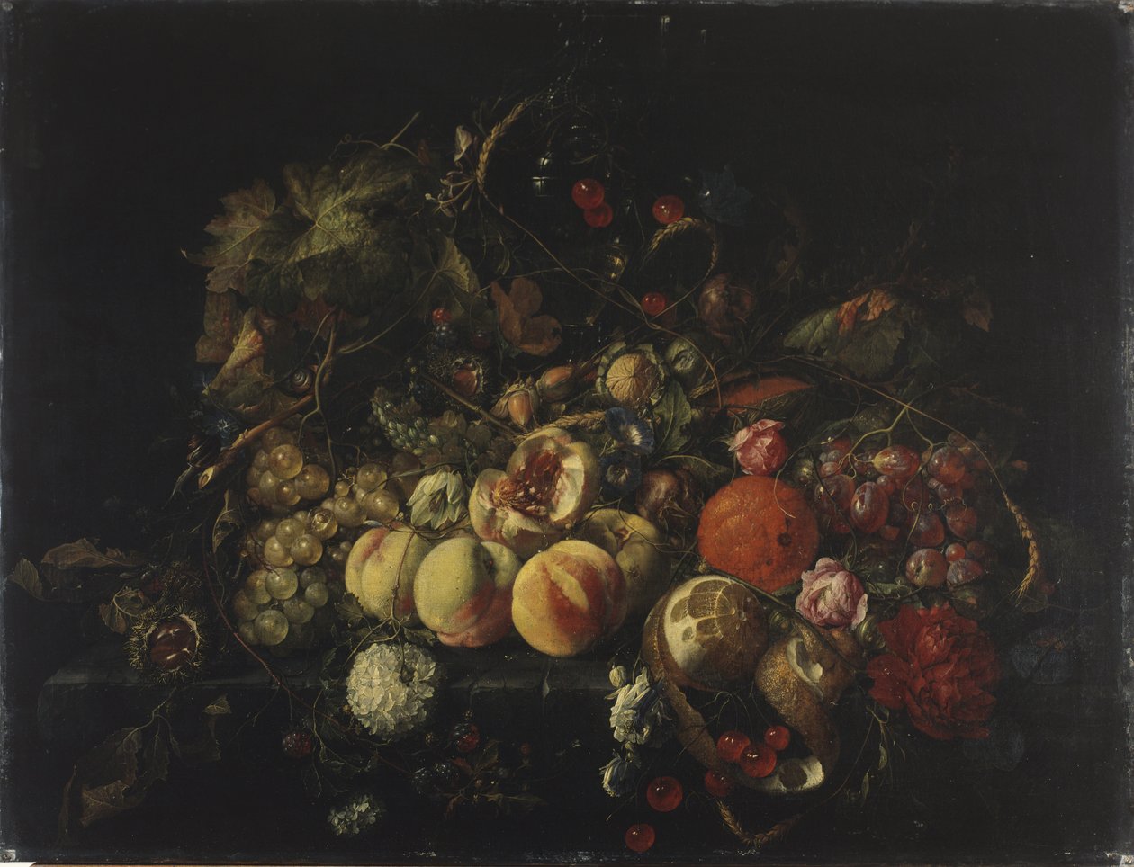 Zátiší s květinami a ovocem od Cornelis de Heem